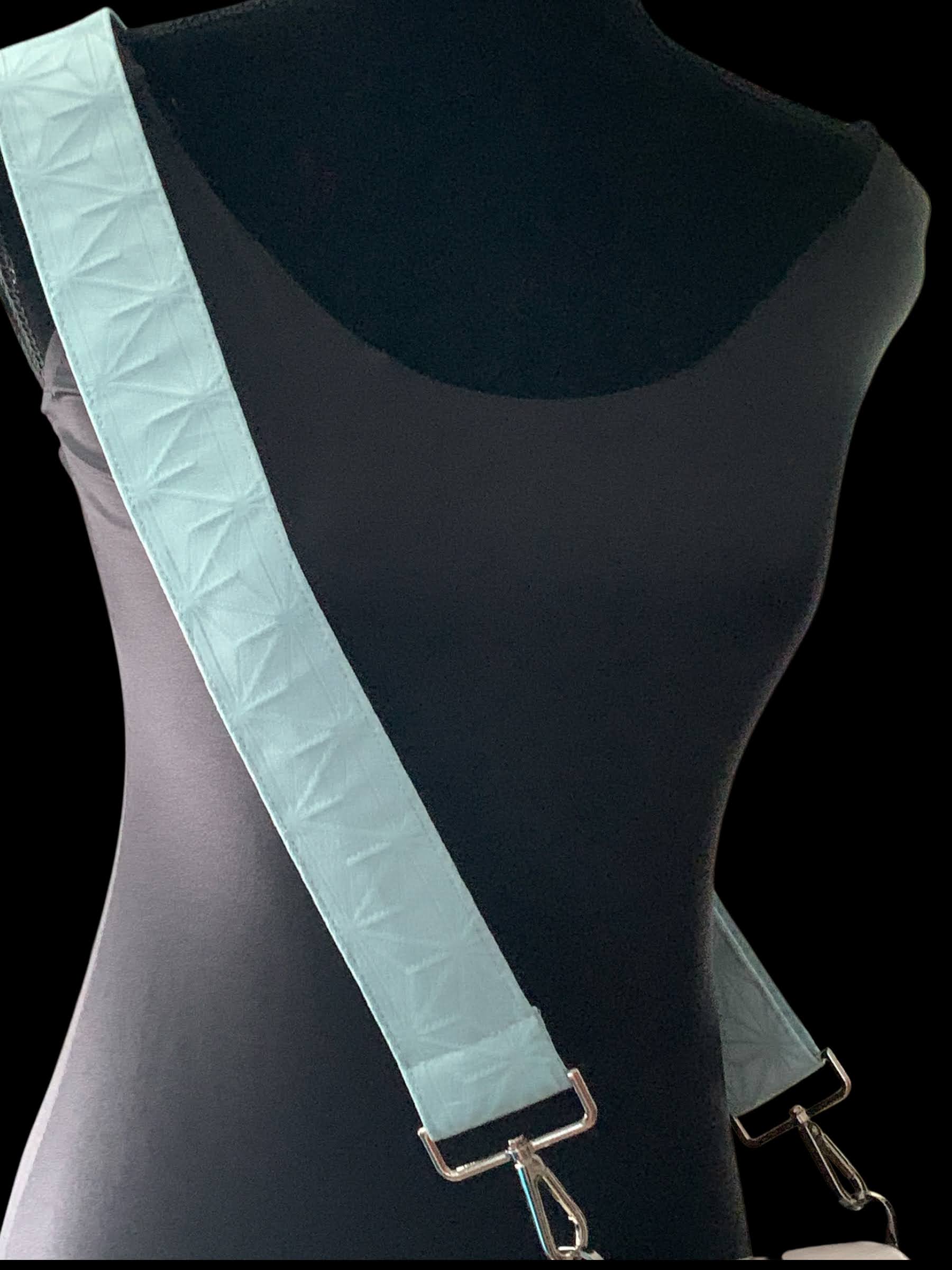 Limited Silk Kimono Shoulder Strap - Mint Green with Geometric Asanoha Pattern